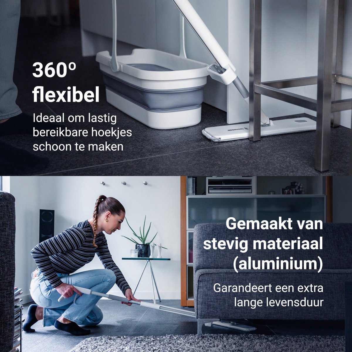 4-in-1 Mopping System with Spray and Collapsible Bucket